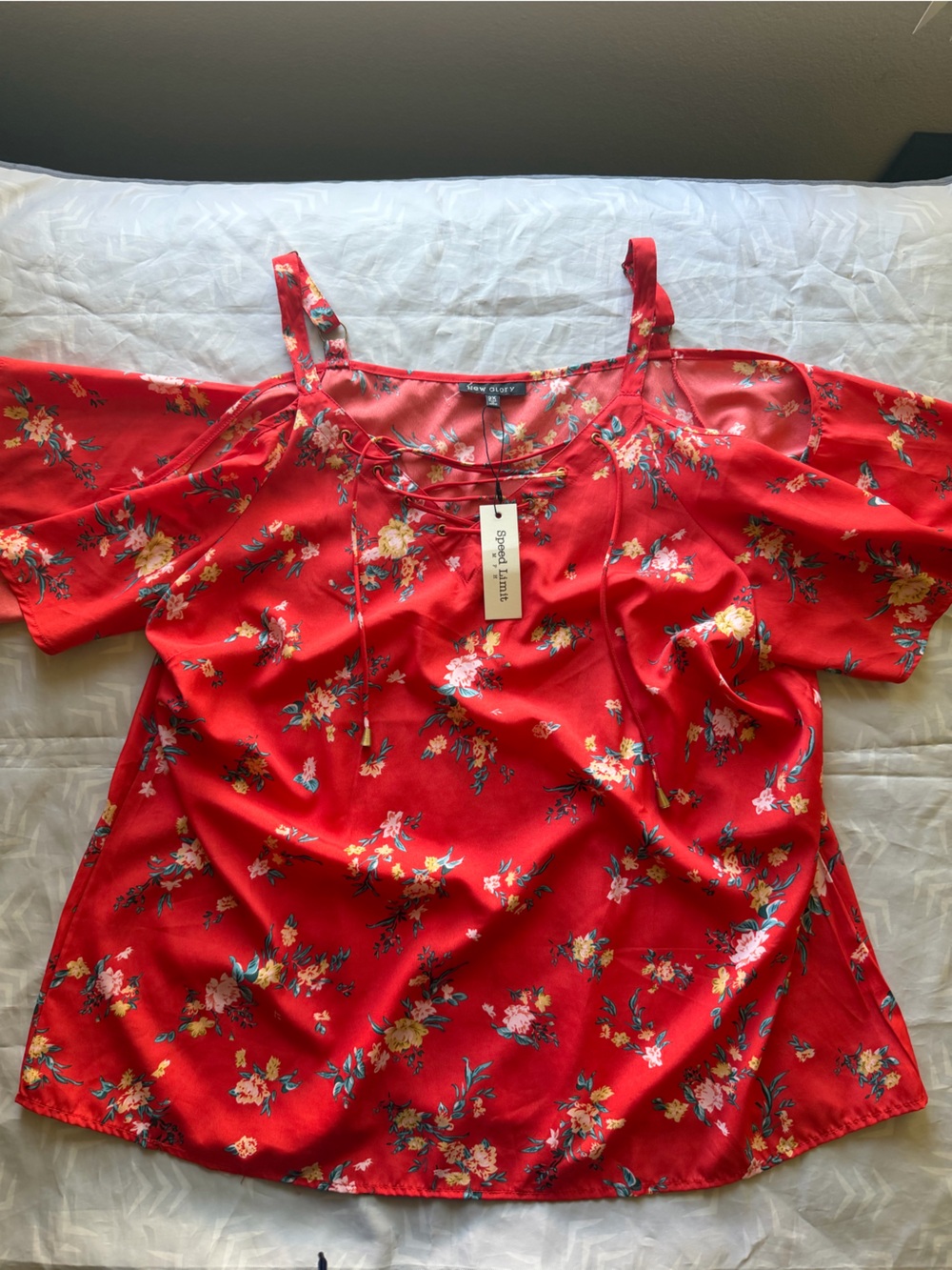 Red Floral Satin Slip Dress by Sleepy Jones